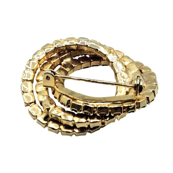 Vintage Rhinestone Jewelry Set Pink Red Gold Tone Brooch & Clip-On Earrings Infi - Picture 10 of 12